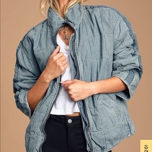 Free People Dolman Quilted Denim Jacket